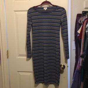 Blue/Dark Light Grey Stripped LuLaRoe Dress